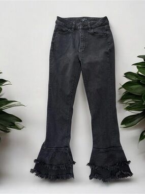 1.State Black Denim Jeans with Ruffle Bottoms Size 24